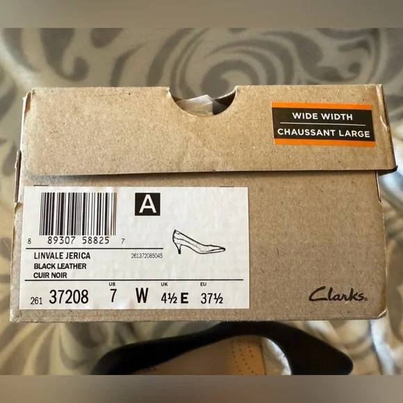 New Clarks Black Leather Linvale Jerica Heels comfortable 7 W (box not perfect) - Picture 3 of 9